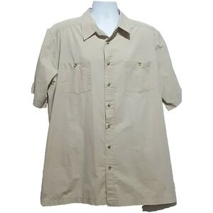 KING‎ SIZE Brand Mens 2XL Short Sleeve Shirt Button Front Khaki Tan color